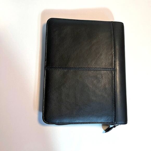 Franklin Covey Binder Full Zip Organizer Black Leather 10 x 8 - Picture 2 of 14